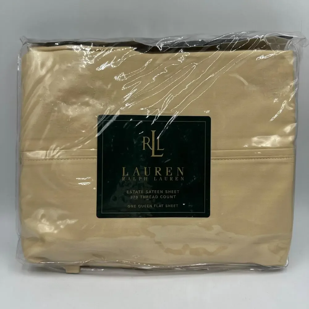 Ralph Lauren Estate Sateen Flat Sheet Queen Tuilleries Yellow NIP 370 TC